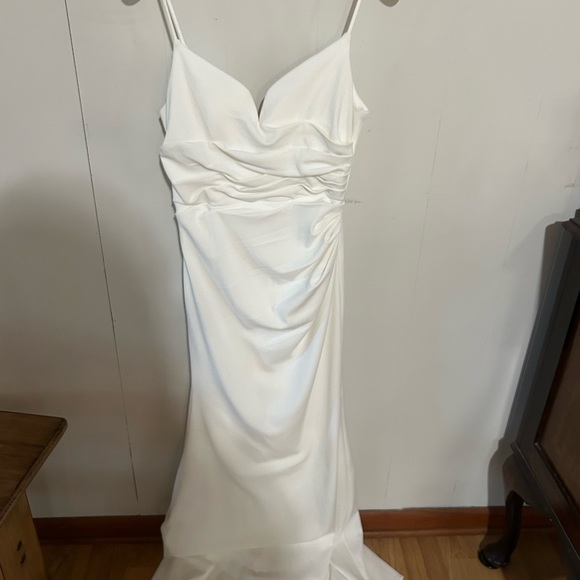 David's Bridal Dresses & Skirts - David's Bridal White Draped Prom Dress